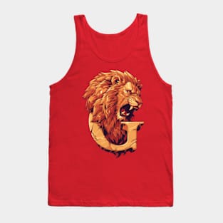 Roaring Lion and the Letter G - Lion Head - Fantasy Tank Top